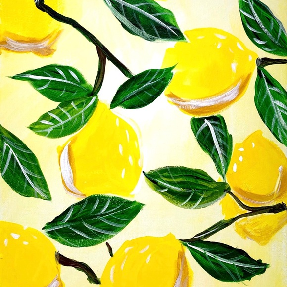 Original Acrylic Painting 12X16 Canvas Lemon Burst Expressionism Art - Picture 2 of 6